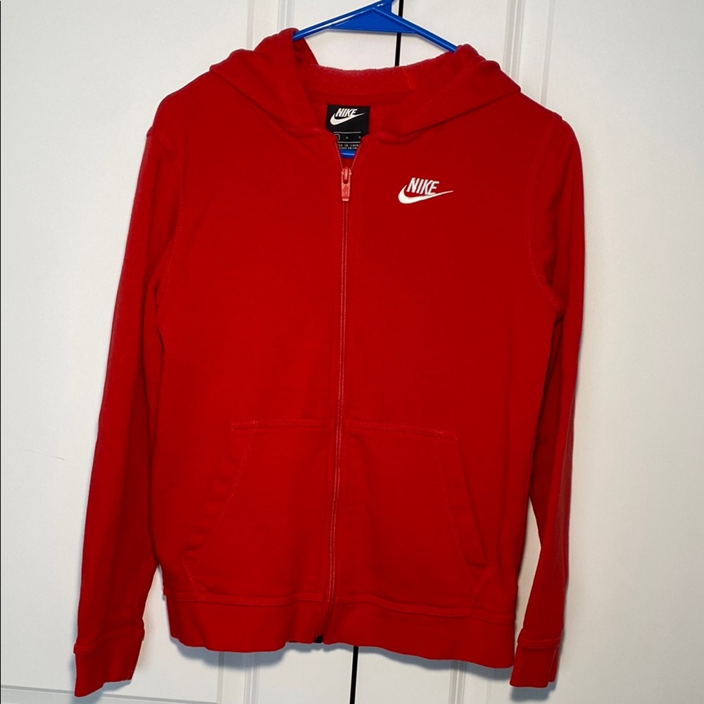 Red Nike Fleecie Zip Hoodie